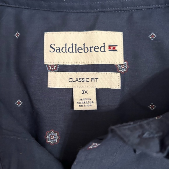 Saddlebred Blue Classic Fit Pattern Long Sleeve Button Down Shirt Size 3XL - Picture 2 of 4